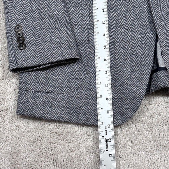 Jos A Bank Men's Gray Herringbone Tailored Fit Blazer 44 Regular Cotton Wool - Picture 3 of 10